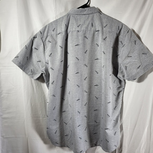 Molokai Surf Co Mens XXL Gray Paper Airplane Print Short Sleeve Button Down - Picture 6 of 6